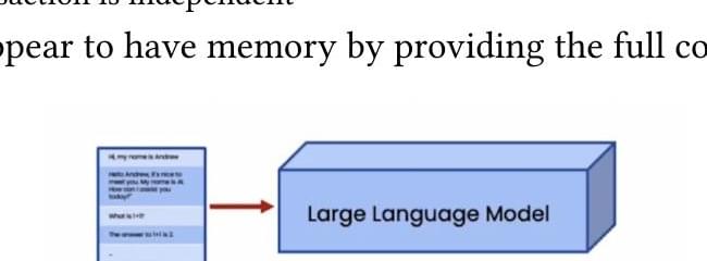 Conversation history passed back into a stateless language model