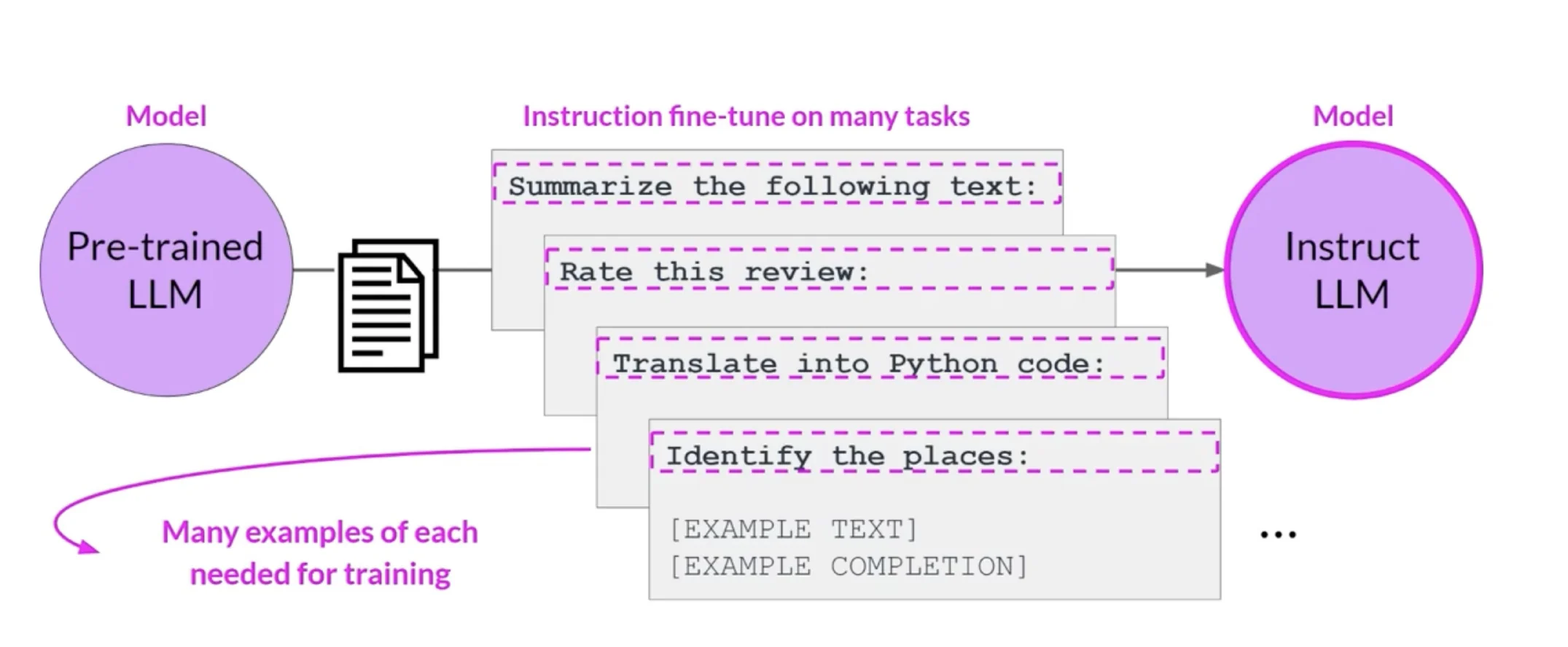 A pretrained model instruction-tuned on many tasks with many examples per task